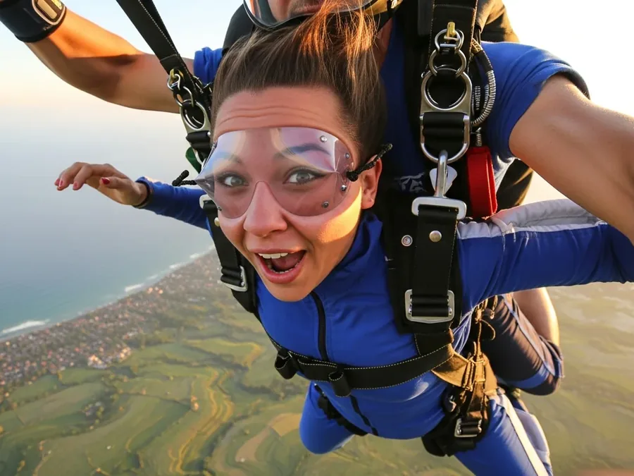 Penerjun saat freefall — ilustrasi skydiving